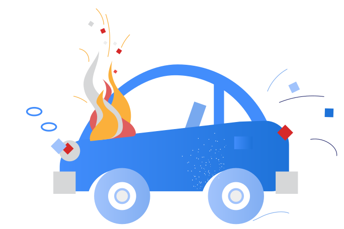 Car on fire Illustration in PNG, SVG