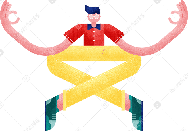 boy in meditation pose Illustration in PNG, SVG