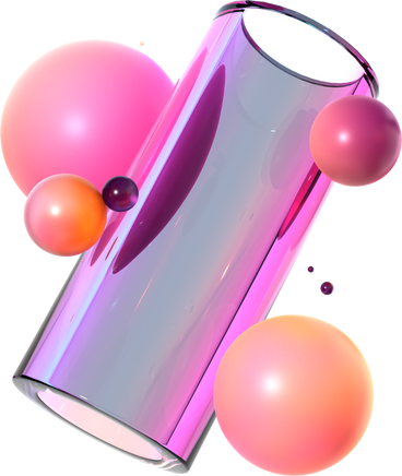 iridescent glass tube with levitating orbs PNG, SVG