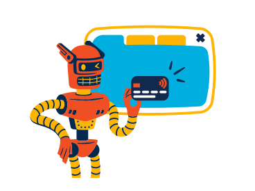 Robot paying online with credit card PNG, SVG