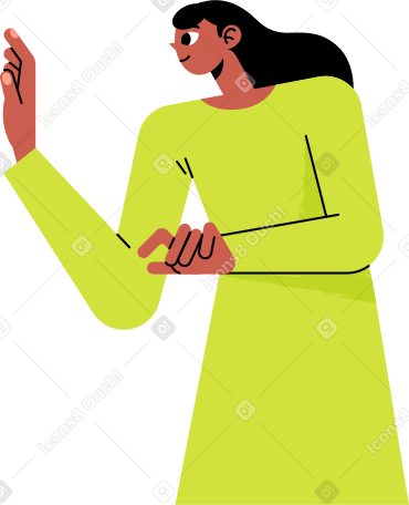 woman in green dress Illustration in PNG, SVG