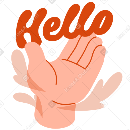 Lettering Hello with welcoming hand text PNG, SVG