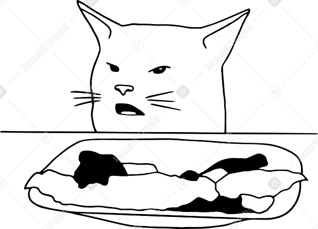 cat doesn't like the salad PNG, SVG