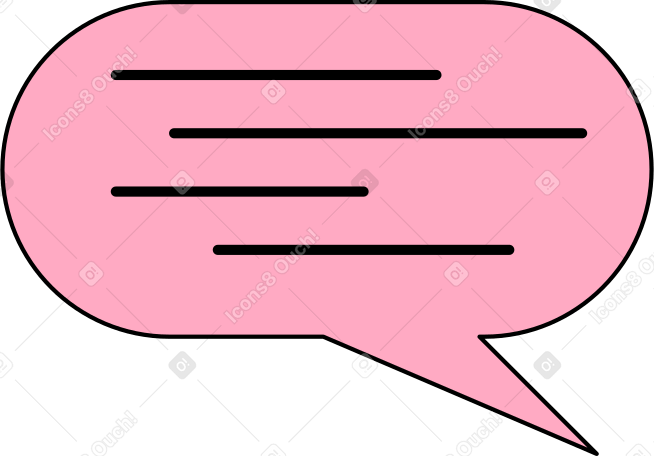 Ilustração animada de pink speech bubble with text em GIF, Lottie (JSON), AE