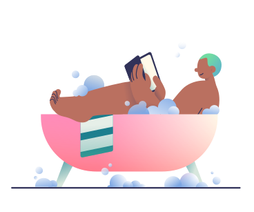 Man taking a bath and reading PNG, SVG