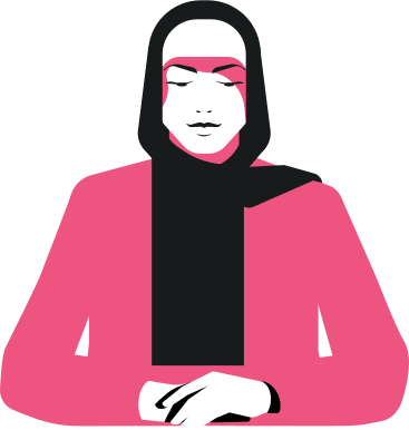 woman in a hijab is sitting at a table PNG, SVG