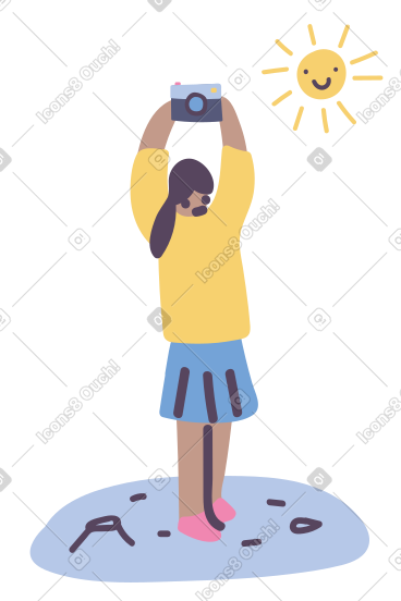 带相机拍摄太阳照片的女人 PNG, SVG