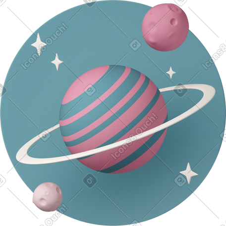 3D big planet with stars PNG, SVG