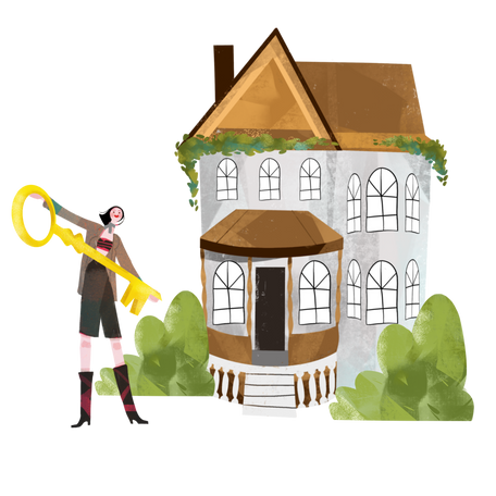 Buying or renting a new house Illustration in PNG, SVG