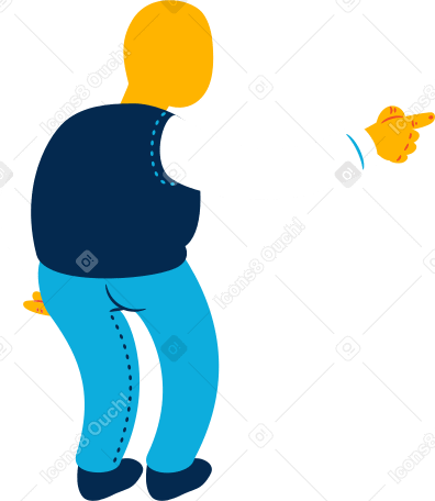 chubby old man pointing back Illustration in PNG, SVG