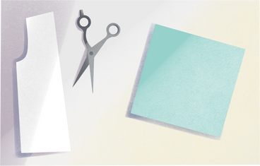 board with sewing scissors and patterns PNG, SVG