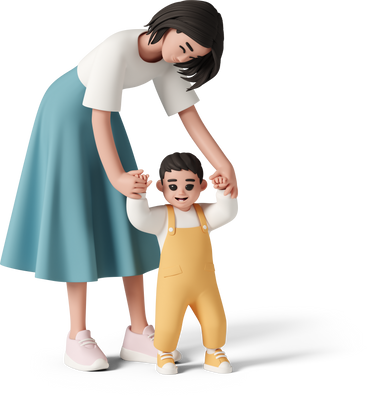 mother helping her baby boy to walk PNG, SVG