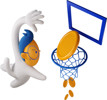 Boy putting money in basketball hoop eagerly turned left PNG, SVG