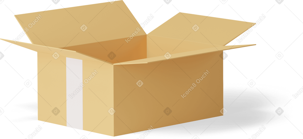 3D open cardboard box PNG, SVG
