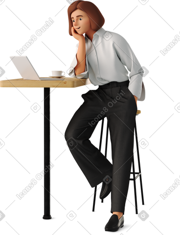 Young woman working at the table PNG, SVG