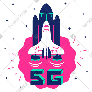 火箭发射和快速 5g 连接 PNG, SVG