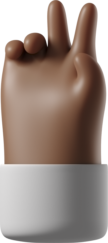 Dunkelbraune hauthand mit siegeszeichen PNG, SVG