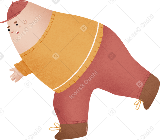 man in yellow sweater and red cap Illustration in PNG, SVG