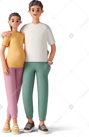 3D man and pregnant woman Illustration in PNG, SVG