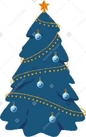 christmas tree decorated Illustration in PNG, SVG