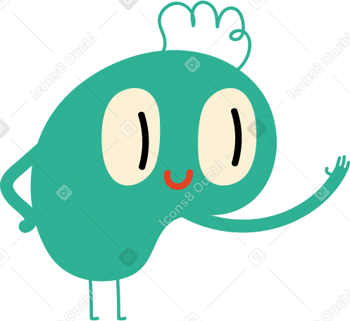 Ilustraciones green character with bangs en PNG y SVG