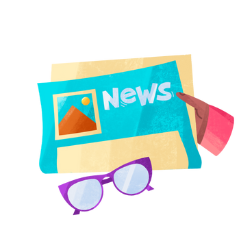 Hand holding newspaper and glasses PNG, SVG