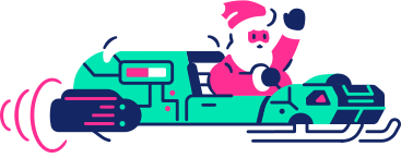 Sleigh with santa PNG, SVG