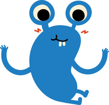 Blue character with two eyes is smiling PNG, SVG