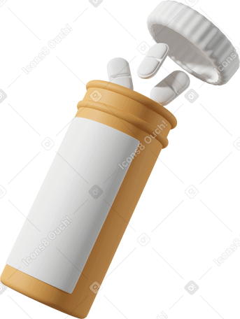 3D Opened yellow bottle of pills  PNG, SVG