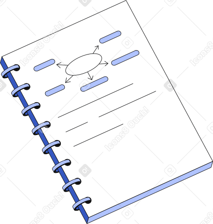 notebook with a text and a scheme Illustration in PNG, SVG