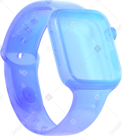 3D 蓝色玻璃智能手表 PNG, SVG