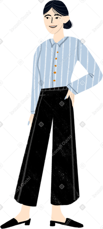 woman in an office outfit standing with her hand on her hip and smiling PNG, SVG