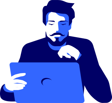 man sitting at laptop PNG, SVG