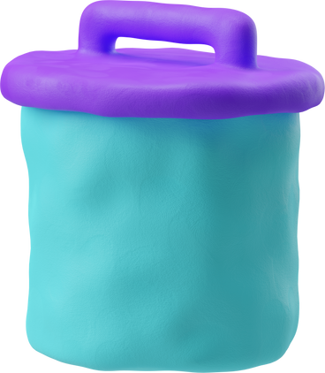 Vista de três quartos de uma lata de lixo azul PNG, SVG