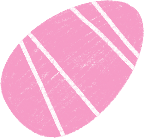 pink egg with white stripes Illustration in PNG, SVG