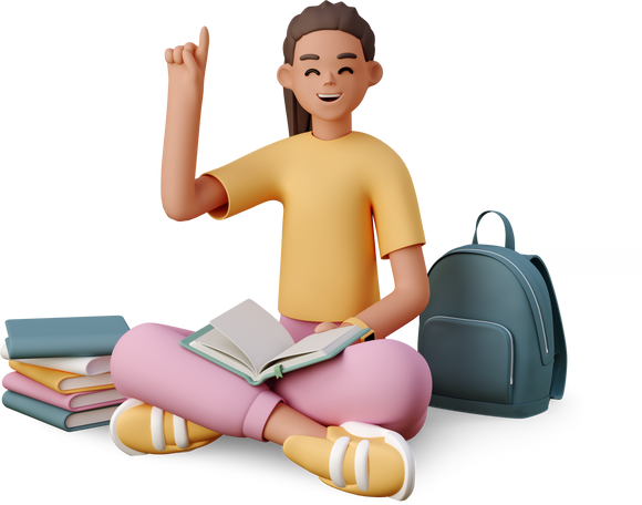 3d Girl With Books And Backpack Png Svg 