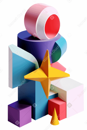 3D abstract geometrical compositon with star PNG, SVG