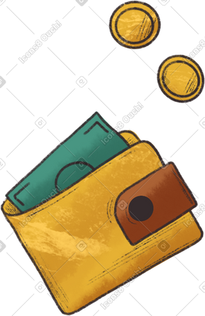 yellow wallet with money PNG, SVG