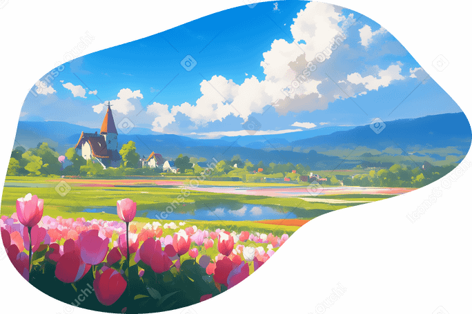 tulip field background PNG, SVG