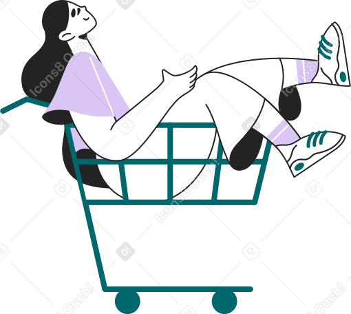 girl sitting in a shopping cart PNG, SVG