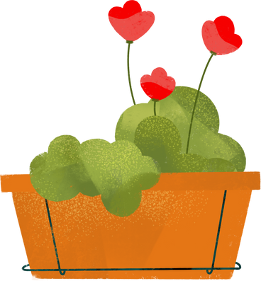 Pot with red flowers в PNG, SVG