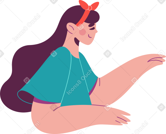 half of girl in green t-shirt with an outstretched arm PNG, SVG
