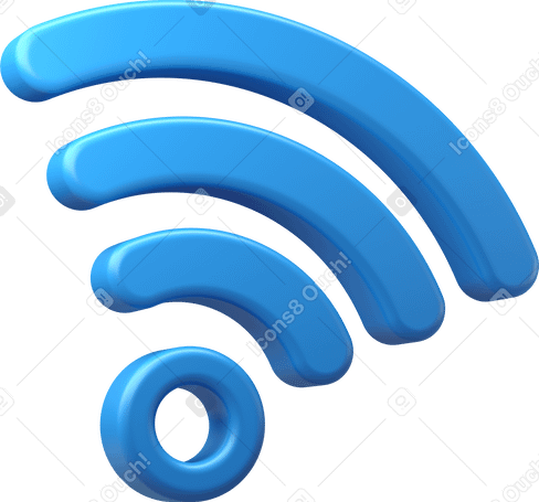 3D blue wi-fi sign Illustration in PNG, SVG
