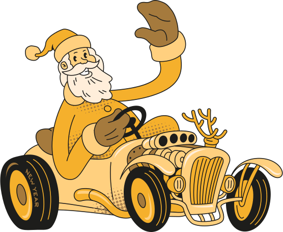 santa claus in a convertible Illustration in PNG, SVG