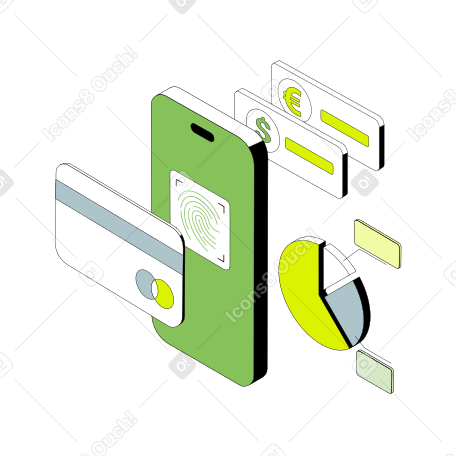Mobile banking Illustration in PNG, SVG