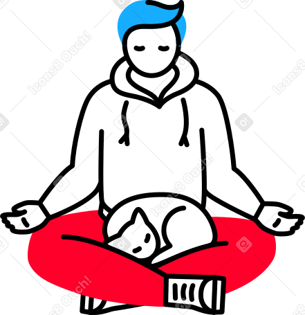 Uomo seduto con gatto PNG, SVG