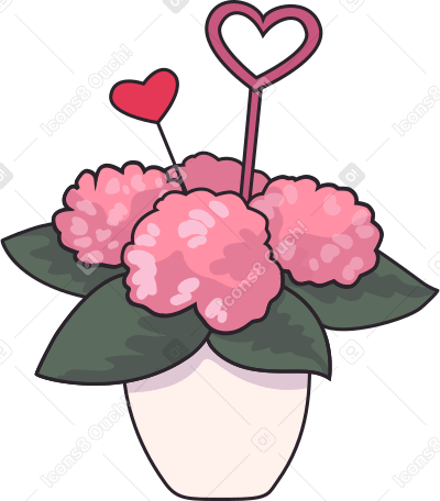 flowers in a vase with hearts PNG、SVG