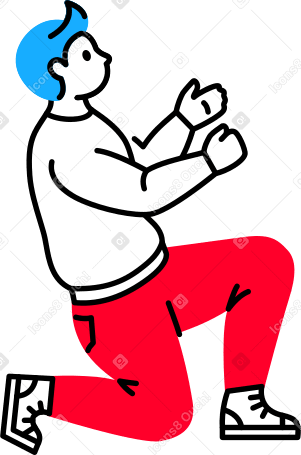 man on his knees holding something in his hands Illustration in PNG, SVG