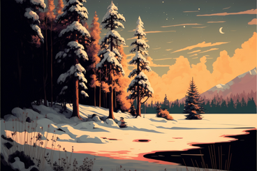 3D winter forest background PNG, SVG