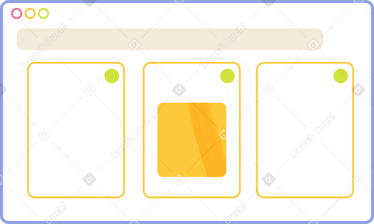 browser window with cards Illustration in PNG, SVG
